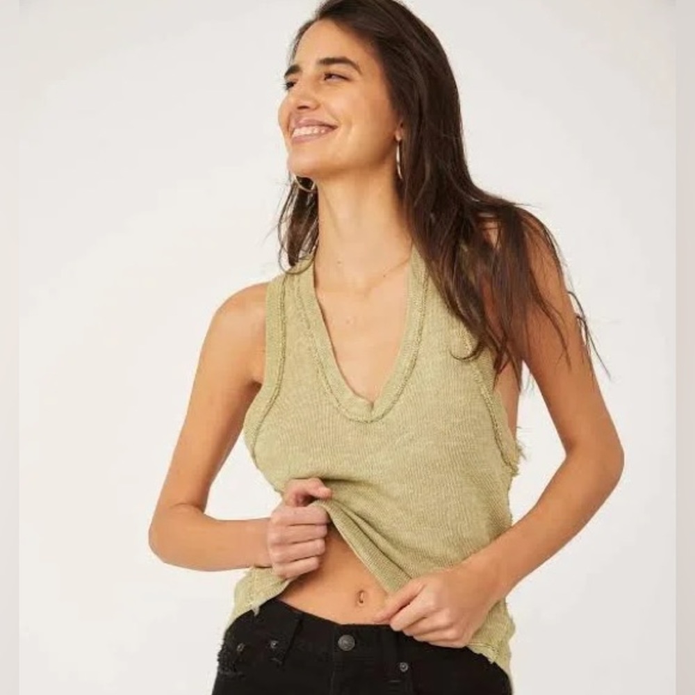 Free People Slim n Simple Slub Jersey tank in Curly Willow. Brand new, size MED.
